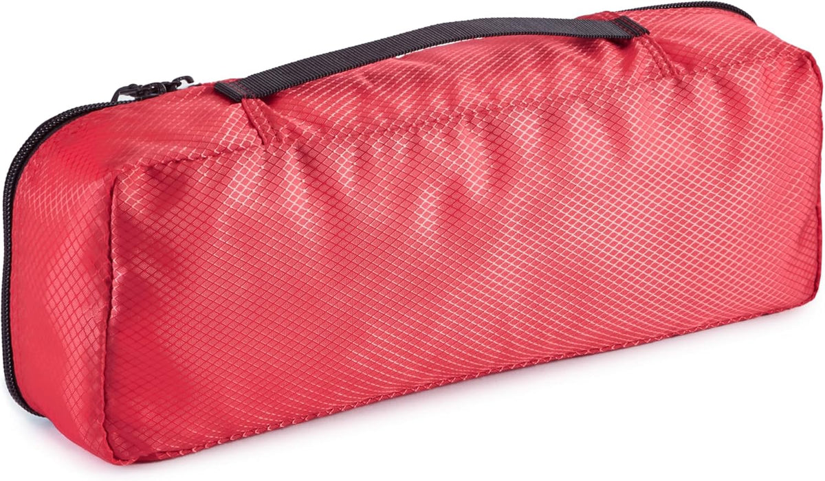 Amazon Basics Packing Cubes for Travel, Packing Organizers Set, 4-Piece-Set (Slim, Small, Medium, Large) With Double Zipper Pulls and Mesh Top Panel, 100% Durable Polyester, Red - Roamly