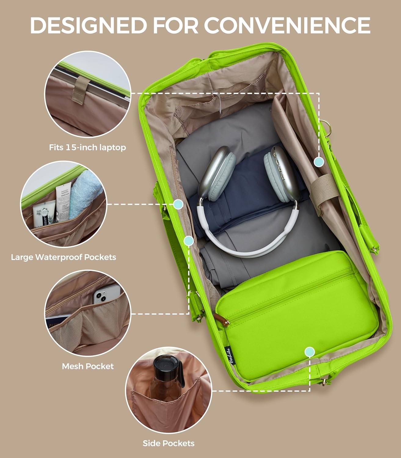 Weekender Bags for Women, Large Travel Duffel Bag with Shoes Compartment, Carry On Overnight Tote Bags with Toiletry Bags, Hospital Bags for Labor and Delivery - Roamly