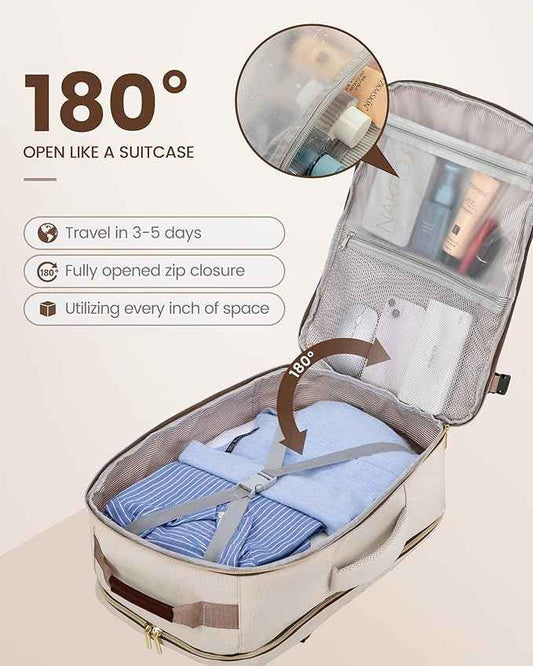 LOVEVOOK Travel Backpack for Women & Men 40L,Airline Approved Carry On Backpack Travel Essentials,TSA Carry on Luggage,Waterproof Personal Item Travel Bag,Suitcase with 3 Packing Cubes,Primary-Coffee
