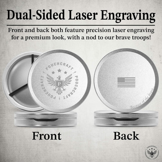 Metal Pouch Can | Metal Container | Slim EDC Pocket Tin | Airtight & Moisture-Resistant | Compact Daily Organizer | Pill Case & Travel Tin | Father’s Day Gift for Dad | (Insignia Ed, Silver, Tall)