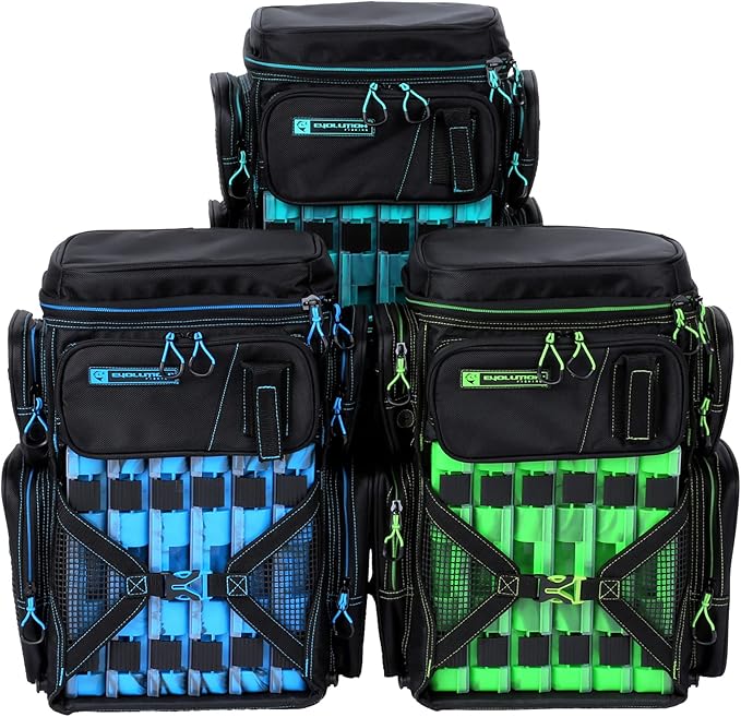 Evolution Fishing Drift Series Tackle Backpack, Outdoor Rucksack w/ 6 Fishing Tackle Trays, Heavy Duty