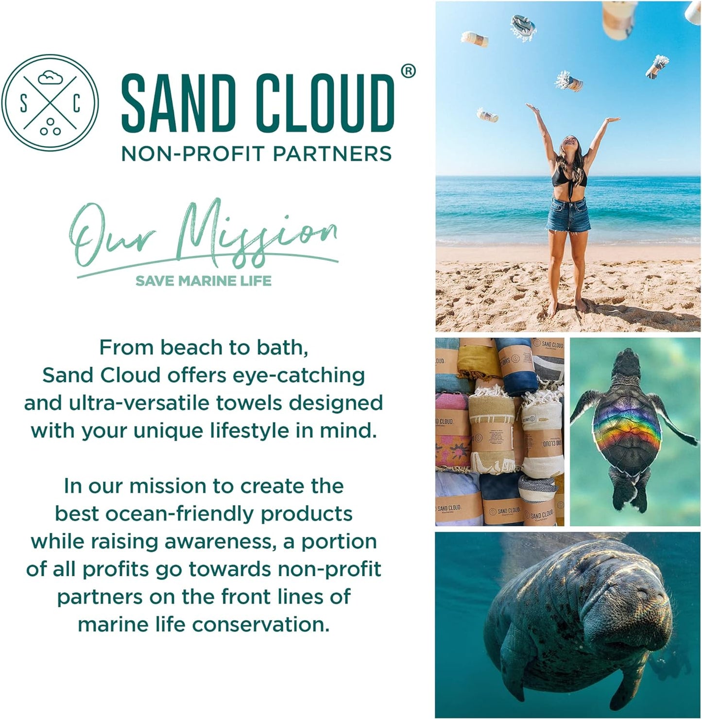 Sand Cloud Extra Large Turkish Beach Towel - Sand Free - 100% Organic Turkish Cotton Yarn - Quick Dry Towel for Beach, Picnic Blanket or Throw - As Seen on Shark Tank - Tie Dye (Mint Baja)