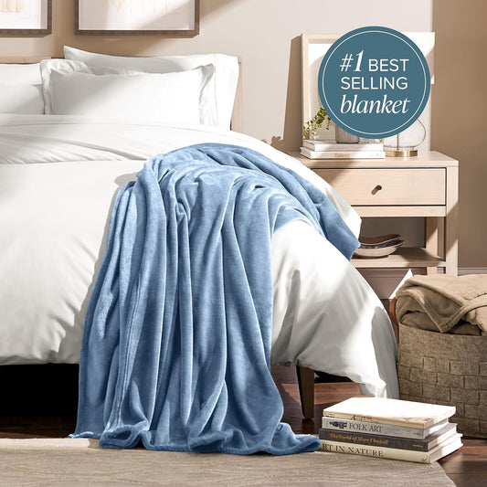 Bare Home Fleece Blanket - Throw Extra Long - Ultra-Soft Lightweight for Bed, Sofa, and Couch - Luxury Microplush - Cozy Warm Blanket (Throw XL, Coronet Blue)