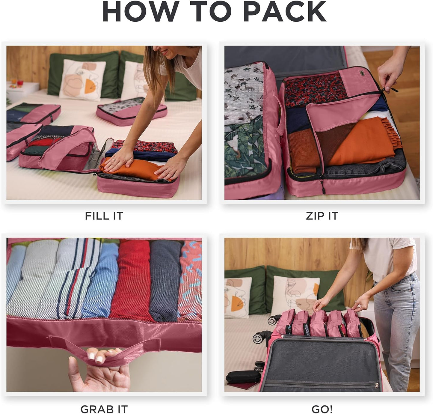 Large Packing Cubes for Suitcases - 5 Pcs set of Packing Cubes for Travel Carry on Suitcase Organizer Bags - Travel Cubes Organizer Bags for Luggage - Roamly