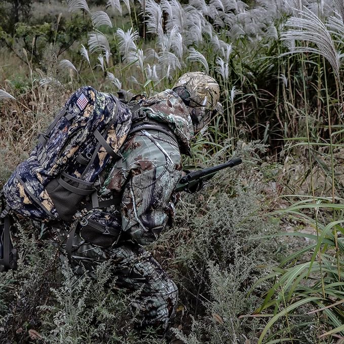 YVLEEN Hunting Backpack, Durable Camo Hunting Packs for Men, Large Capacity Hunting Day Pack for Rifle Bow Gun