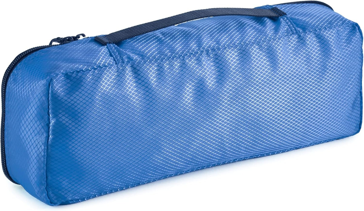 Amazon Basics Packing Cubes for Travel, Packing Organizers Set, 4-Piece-Set (Slim, Small, Medium, Large) With Double Zipper Pulls and Mesh Top Panel, 100% Durable Polyester, Blue - Roamly