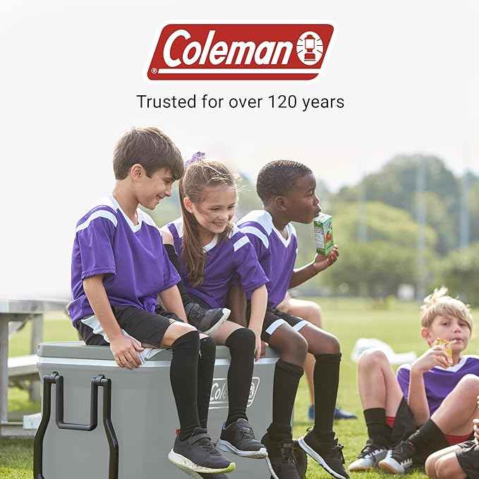 Coleman Classic Series Insulated Portable Rolling Cooler with Wheels, Leak-Resistant Outdoor Hard Cooler Keeps Ice up to 5 Days, 100-Quart