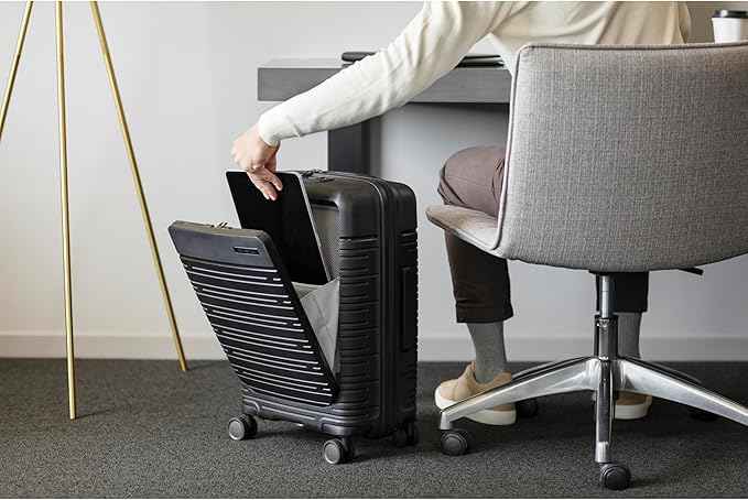 Samsonite Elevation Plus - Carry-On Hardside Luggage with QuickEntry™ Front Compartment - Scratch Resistant Polypropylene Shell, AirTag Holder, TSA Lock, Airline Approved - Triple Black