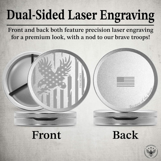 Metal Pouch Can | Metal Container | Slim EDC Pocket Tin | Airtight & Moisture-Resistant | Compact Daily Organizer | Pill Case & Travel Tin | Father’s Day Gift for Dad | (American Flag, Silver, Tall)