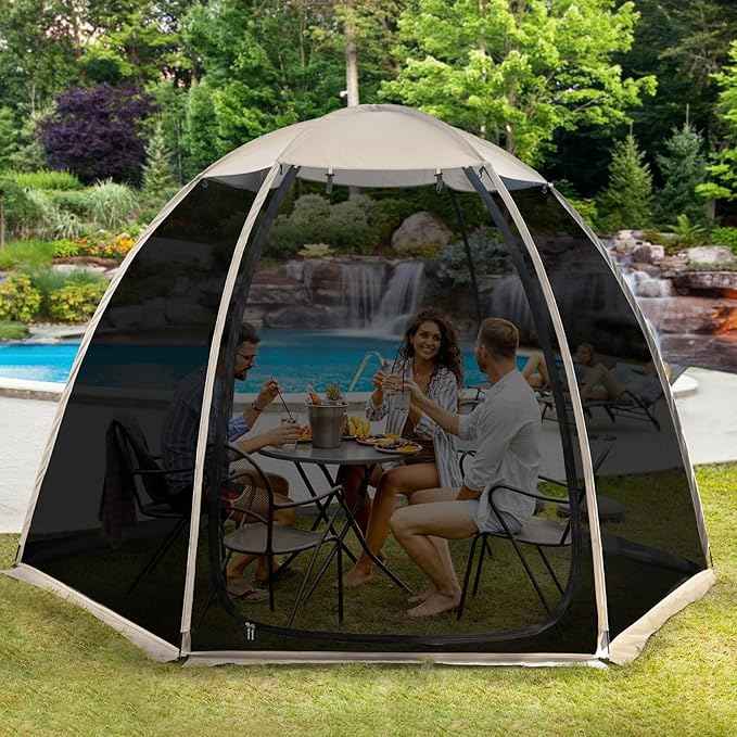 Alvantor Pop Up Screen House Gazebo with Mosquito Netting, Instant UV Resistant Sun Shelter for Patio & Backyard, Portable Canopy Tent for 2-10 Person