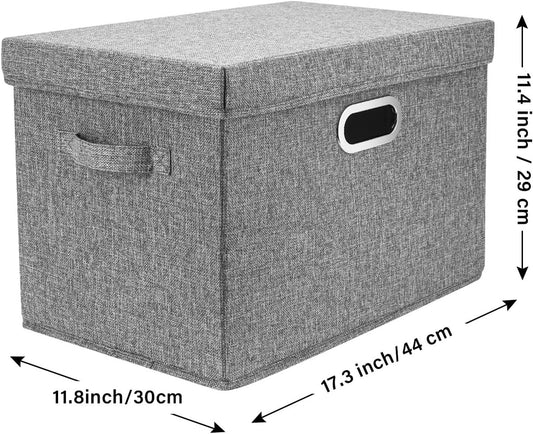 TYEERS Large Storage Bins with Lids, Collapsible, Washable, Fabric Storage Boxes for Organizing, 17.3x11.8x11.4 inches, 3 Pack, Gray