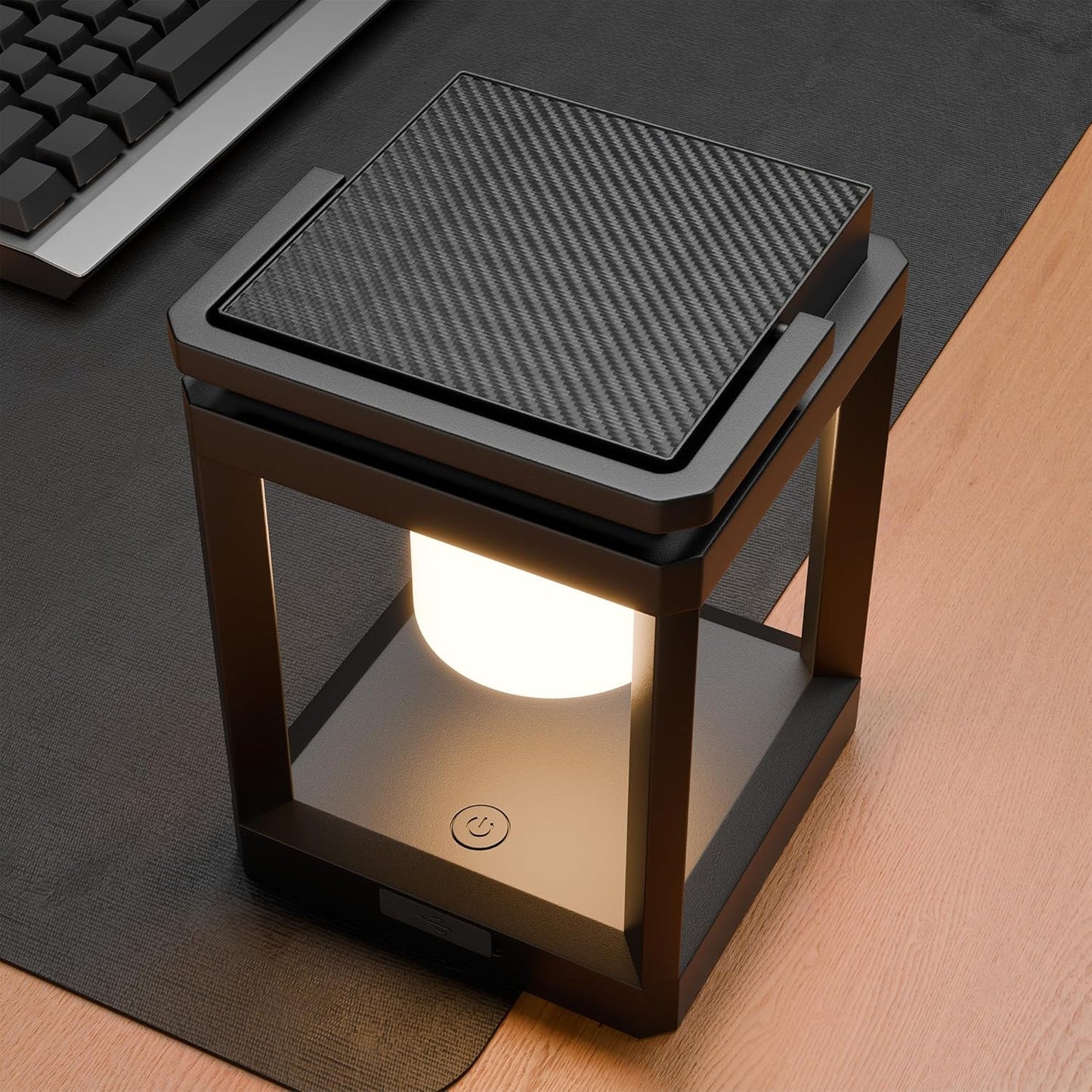 Outdoor Solar Table Lamp, 3-Level Brightness Warm LED Lantern, USB & Solar Powered Solar Lantern Waterproof, Touch Control Outdoor Lamps, Portable Cordless Lights for Patio, Balcony, Bedroom