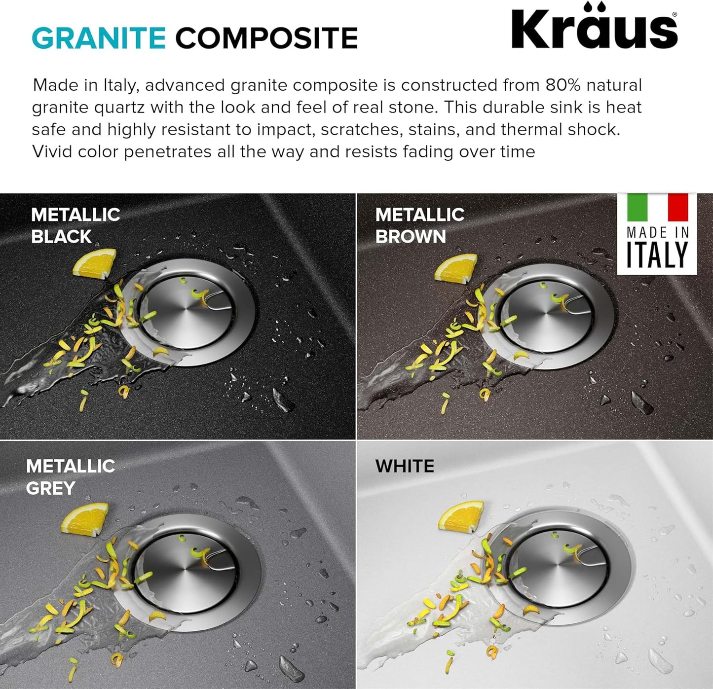 KRAUS Bellucci 25-inch Granite Workstation Drop In Top Mount Single Bowl Kitchen Sink in Metallic Black with Accessories, KGTW12-25MBL