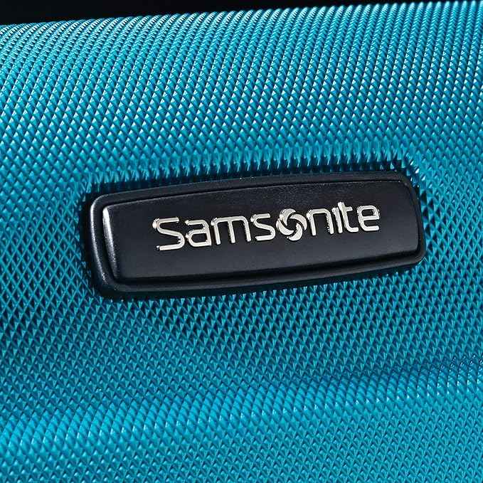 Samsonite Omni PC Hardside Expandable Luggage with Spinner Wheels, Caribbean Blue, Checked-Medium 24-Inch