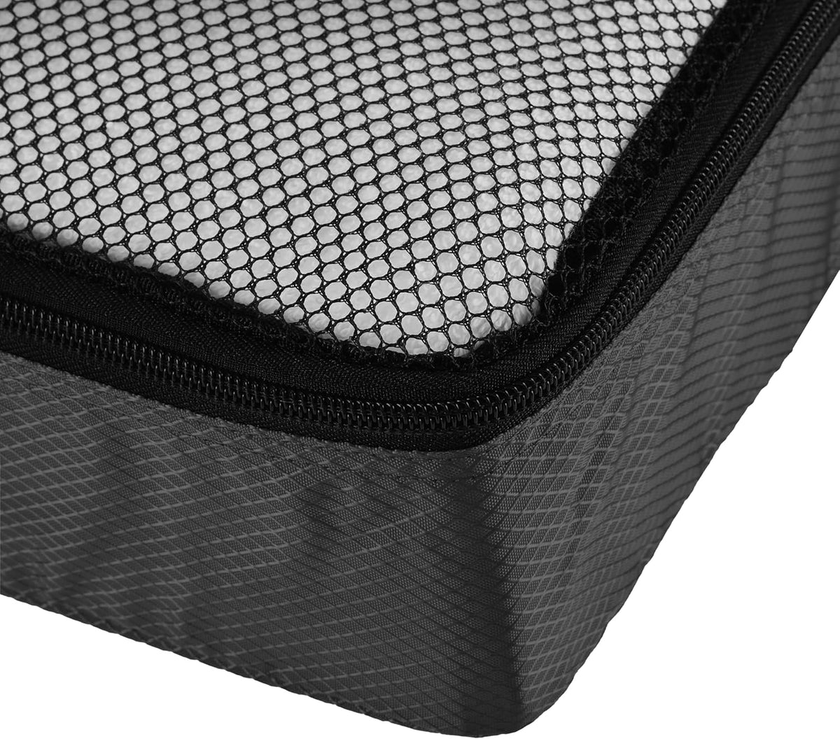 Amazon Basics Lightweight Packing Cubes Travel Organizer Set with Double Zipper, Mesh Top, Durable Polyester, Medium, 4 Piece, Black - Roamly