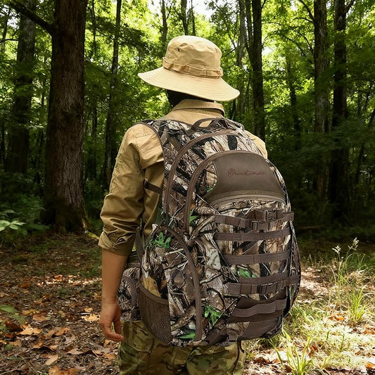Hunting Backpack with Waterproof Rain Cover, 35L Hunting Backpacks for Men, Durable Large Capacity Hunting Day Pack with Rifle Bow Holder