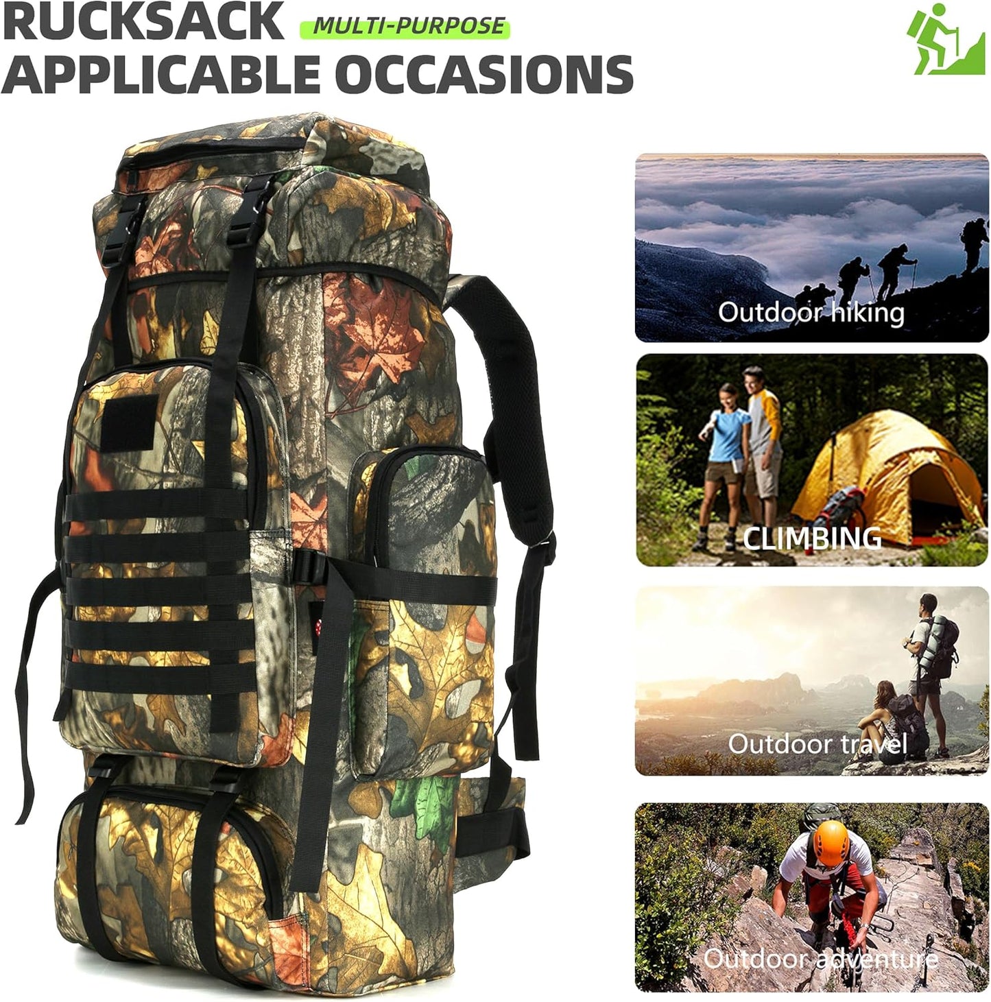 King'sGuard 70L Camping Hiking Backpack Tactical Backpack Military Molle Rucksack Backpack for Outdoor - Roamly