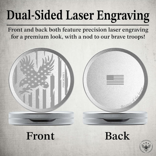 Metal Pouch Can | Metal Container | Slim EDC Pocket Tin | Airtight & Moisture-Resistant | Compact Daily Organizer | Pill Case & Travel Tin | Father’s Day Gift for Dad | (American Flag, Silver, Slim)