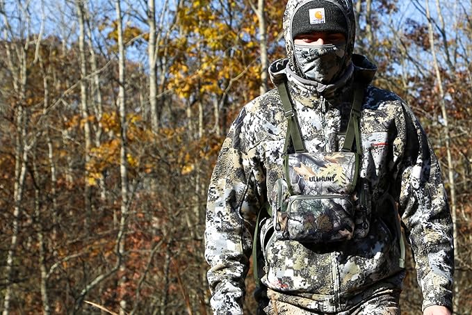 skiguard Bino Harness with Rangefinder Pouch & Rain Cover, Lightweight Binocular Harness Chest Pack