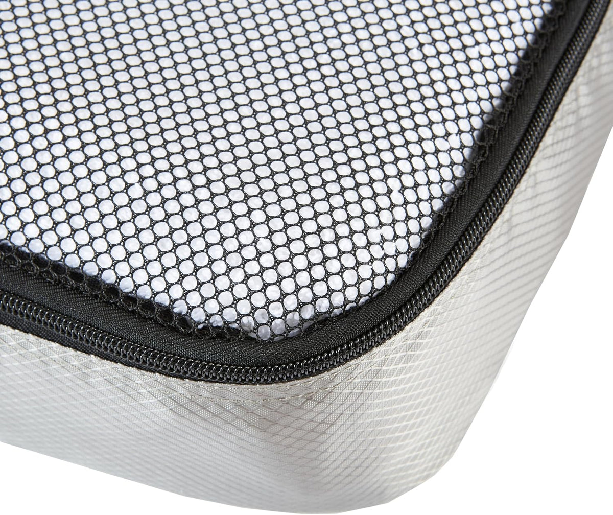 Amazon Basics 4 Piece Packing Cubes Travel Organizer Set with Double Zipper, Mesh Top, Large, Gray - Roamly