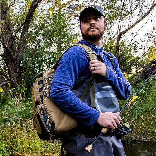 Piscifun Fishing Backpack with 2 Rod Holders & 4 Tackle Boxes, Large Tackle Storage Bag With Rain Cover for Fishing Gear