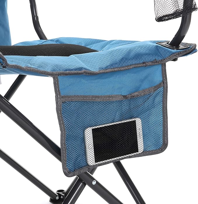 Arrowhead Outdoor Portable Folding Camping Quad Chair w/ 4-Can Cooler, Cup-Holder, Heavy-Duty Carrying Bag w/Easy Carry Shoulder Strap, Padded Armrests, Supports up to 330lbs, USA-Based Support
