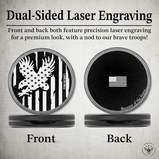 Metal Pouch Can | Metal Container | Slim EDC Pocket Tin | Airtight & Moisture-Resistant | Compact Daily Organizer | Pill Case & Travel Tin | Father’s Day Gift for Dad | (American Flag, Black, Slim)