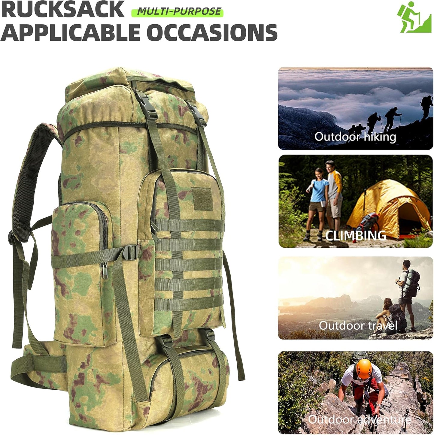 King'sGuard 70L Camping Hiking Backpack Tactical Backpack Military Molle Rucksack Backpack for Outdoor - Roamly
