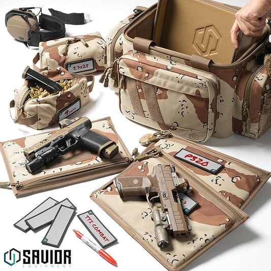 Savior Equipment Specialist Series Tactical Triple Pistol Shooting Range Hunting Duffle Bag Gun Carrying Case, Rigid Compartment Frame, Lockable Zippers