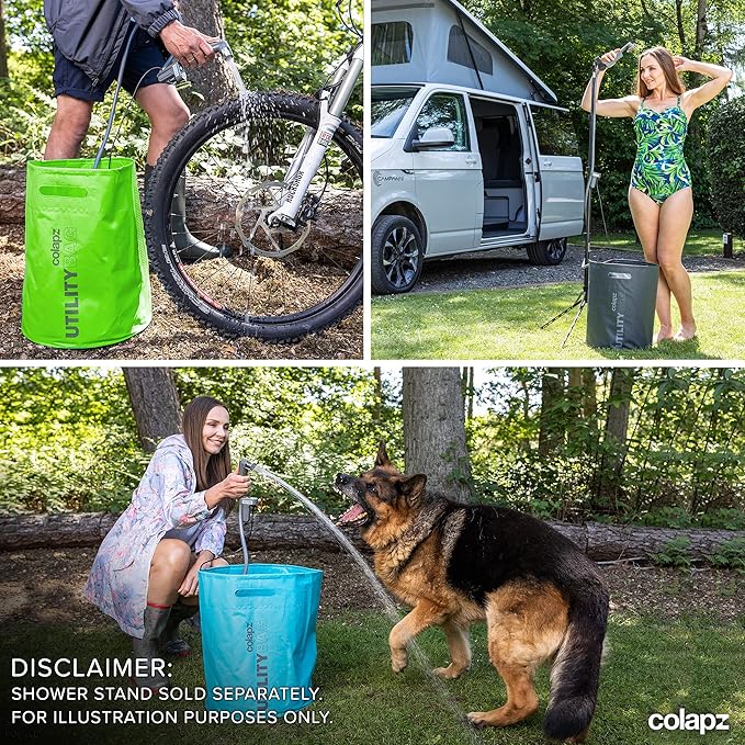Colapz 12V Camping Shower Portable - High Pressure Outdoor USB Rechargeable Camping Shower - Kit with 9 Gallon Water Bag - Van Life RV Beach Hiking Dog Washing