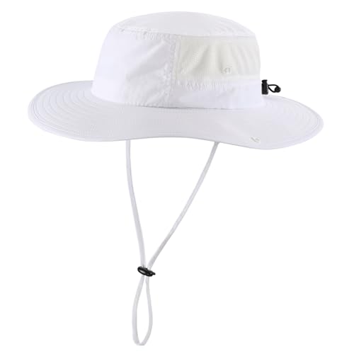 UPF50+ Mens Sun Hat Wide Brim Womens UV Protection Beach Bucket Hat Airy Fishing Hat Hiking Snap Up Cowboy Hat
