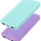 [2 Pack] Portable Charger Power Bank 10000mAh,Ultra Slim Compact External Battery Pack with USB C Input & Dual USB Outputs Backup Charger Compatible with iPhone 13,12, Samsung S20,Tablet-Green+Purple