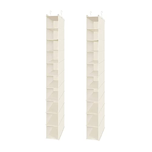 2 Pack 10 Tier Slim Hanging Shoe Organizer Beige