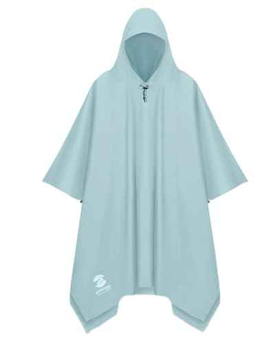 Hooded Rain Poncho Waterproof Raincoat Jacket for Men Women Adults