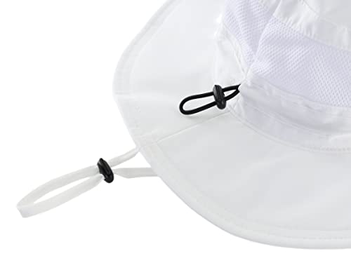 Women's UPF 50+ Safari Sun Hat Ladies Sun Hat Wide Brim Bucket Hats Breathable UV Protection Fishing Hats White