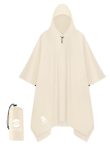 Adult Rain Poncho Waterproof Hooded Raincoat Lightweight Packable