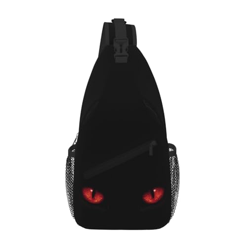Sling Bag Red Eyes Cat Hiking Daypack Crossbody Shoulder Backpack Travel Chest Pack for Men Women