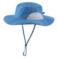 UPF50+ Mens Sun Hat Wide Brim Fishing Hat UV Protection Portable Mesh Bucket Sun Hat Blue