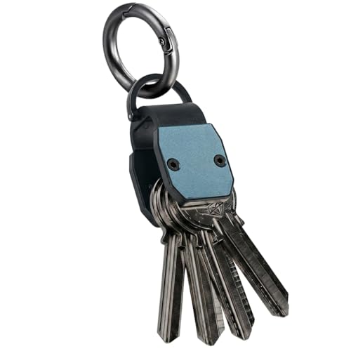 Compact Aluminum Blue Mini Key Organizer Holder Keychain