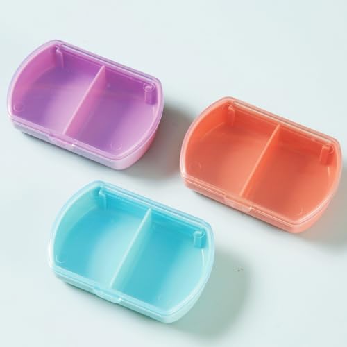 4PCS Small Pill Case Travel Pill Box Cute Pill Organizer for Purse Portable Daily Medicine Organizer 2 Compartment Pill Holder for Vitamins (4 Count)