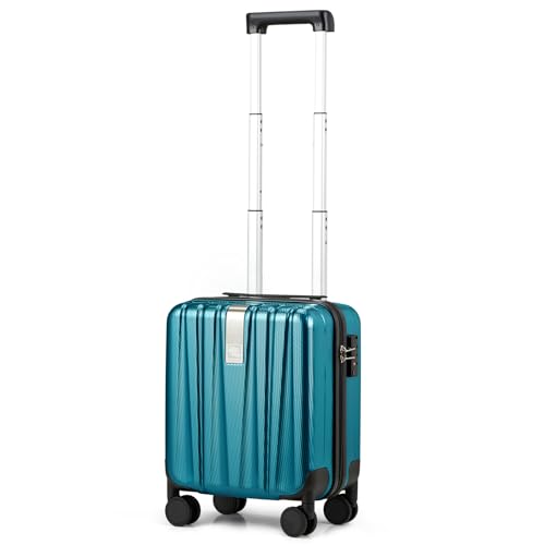 14 Inch Underseat Carry On Luggage with Wheels Hard Shell Suitcases Carry On Bag Lightweight Small Mini Suitcase Tsa Luggage for Travel. Caribbean Blue