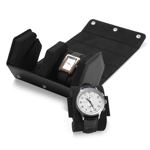 2 Slot Watch Box Black Hexagonal