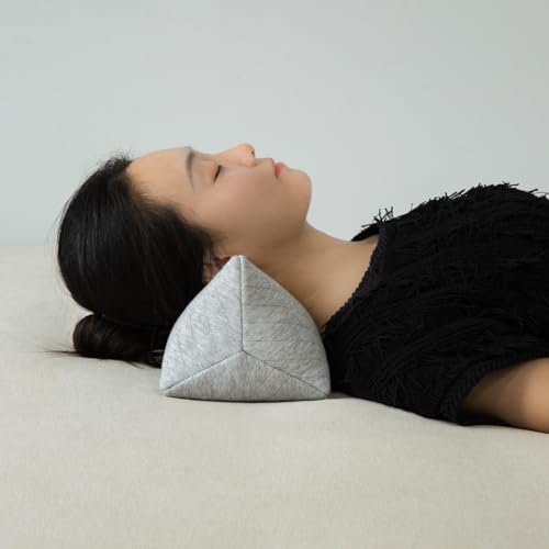 Buckwheat Neck Support Pillow Cervical Neck Cylinder Bolster Pillow Neck Pain Relief Breathable Comfortable for Back and Side Sleepers Round Pillows for Lunch Break Gray