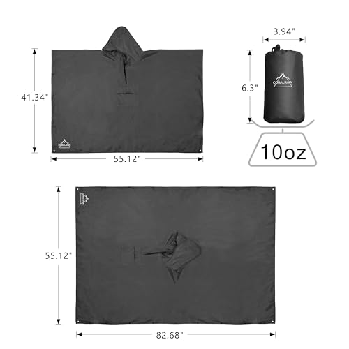 Hooded Rain Poncho Lightweight Waterproof Unisex Raincoat Jacket with Pocket for Men Women Adult