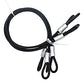 20 inch (50cm) 5mm Stainless Security Cables Tether,Braided Steel Vinyl Coated Safety Strap Luggage Lock,Flexible Wire Lead Chain Leash with Double Loops, Black 4Pcs (4 Count)