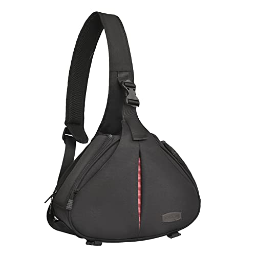 Camera Bag Sling Shoulder Bag Camera Case Waterproof with Rain Cover Tripod Holder