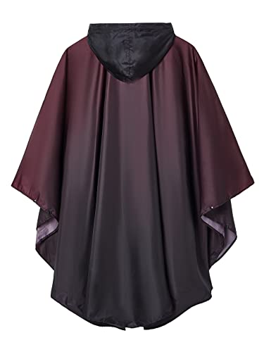 Adult Rain Poncho Waterproof Hooded Zipper Raincoat with Pockets