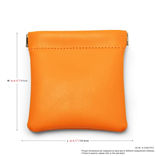 Orange PU Leather Jewelry Pouch Squeeze Travel Storage Bag
