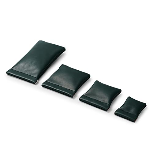 2 Pack Dark Green PU Leather Slim Ring Pouches Jewelry Bags Travel (2 Count)