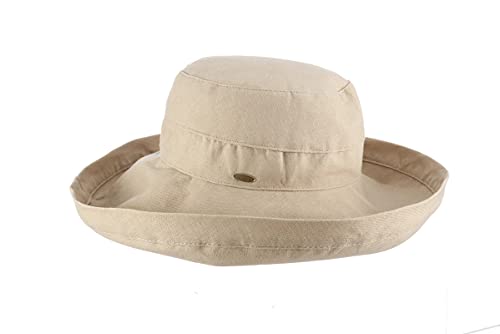 Women's Cotton Hat with Inner Drawstring and Upf 50+ Rating